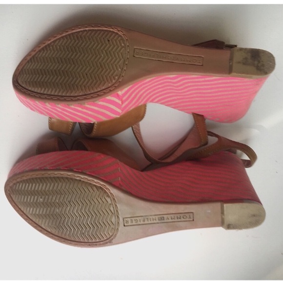 Tommy Hilfiger Pink & Tan Strappy Wedges - Picture 5 of 7